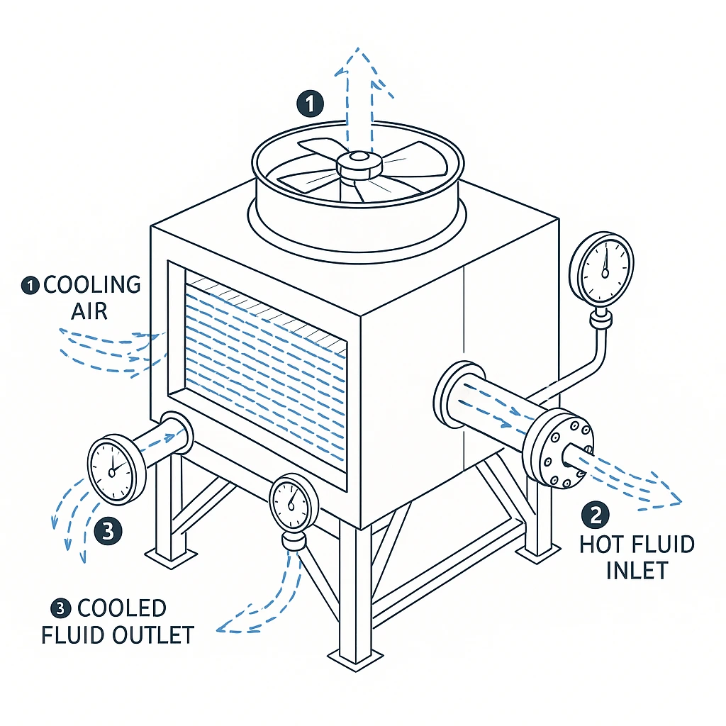 Air cooled heat exchanger working principle