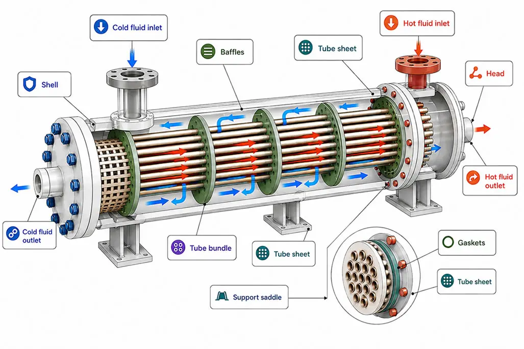 Shell and Tube Heat Exchanger Diagram
